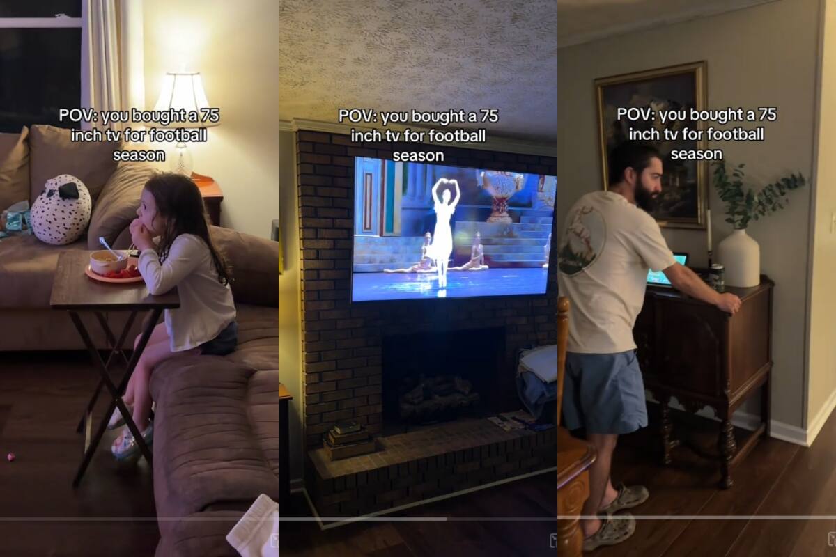 Hombre se compra televisión de 75 pulgadas para ver el fútbol, pero su hija le arruina el momento