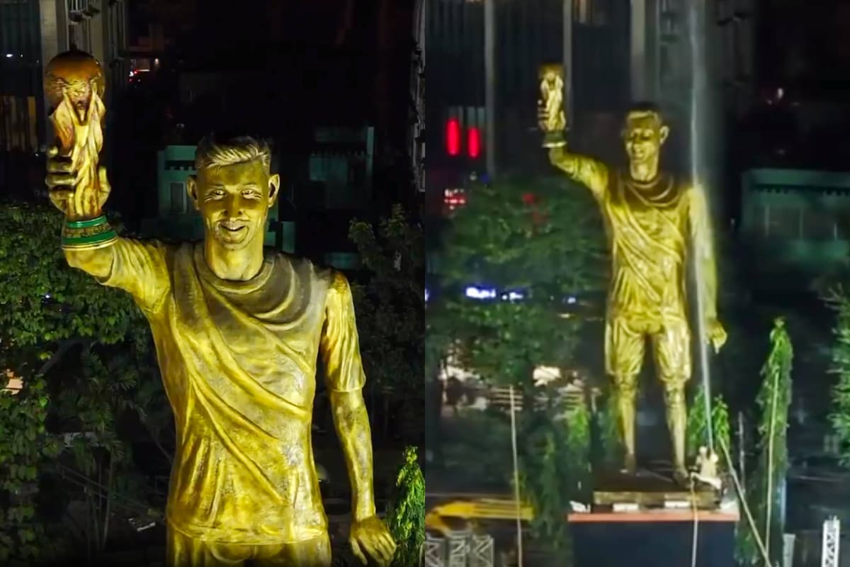 Así es la gigantesca estatua de Messi, del tamaño de un edificio, que se inaugurará en India: la llaman “la estatua más alta del mundo”