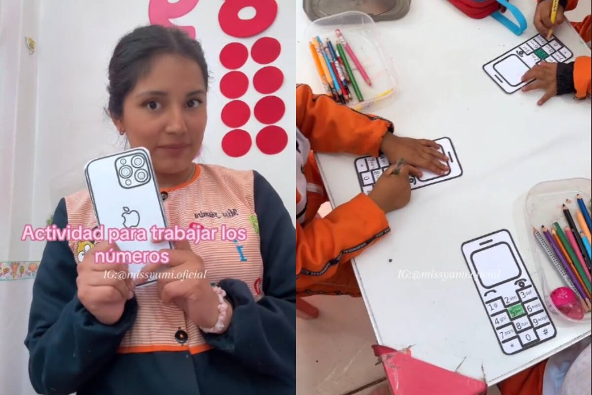 Maestra de preescolar sorprende en TikTok al enseñarle los números a sus alumnos con el iPhone 15 Pro Max