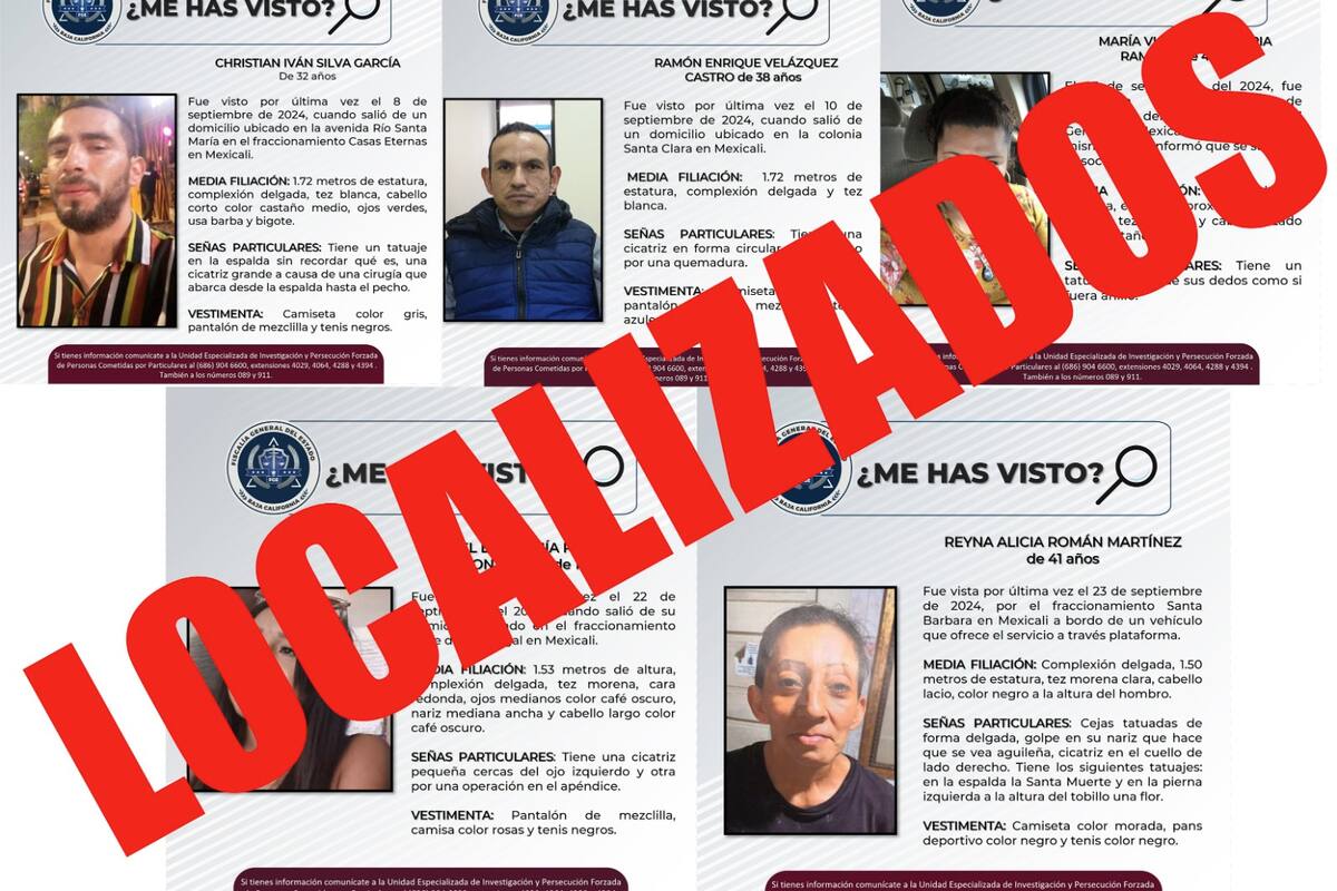 Localizan a cinco personas reportadas como desaparecidas