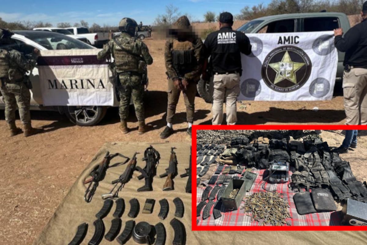 Operativo conjunto AMIC-SEMAR asegura armamento y captura a un hombre en Trincheras