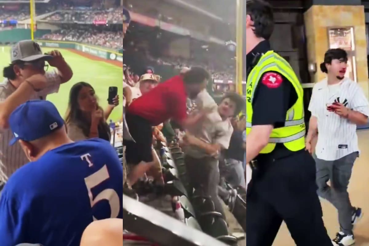 Violencia en el Yankees vs Rangers termina con hombre con la nariz rota y una mujer lanzada por las gradas (VIDEO)