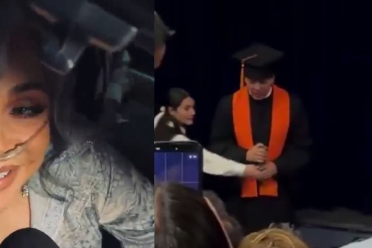 Verónica Castro acude con oxígeno a la graduación de Cristian Castro