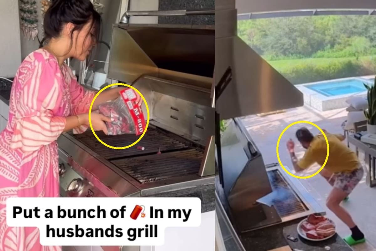 Llena el asador de su esposo con cuetes y explosivos… y él se lleva una lamentable sorpresa: “Lo estás tratando de matar”