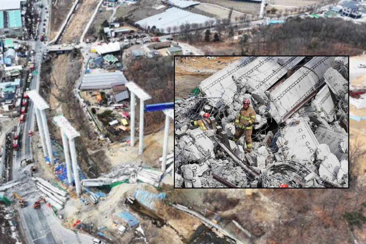 VIDEO: Colapsa puente en construcción y deja cuatro muertos y seis heridos en Corea del Sur