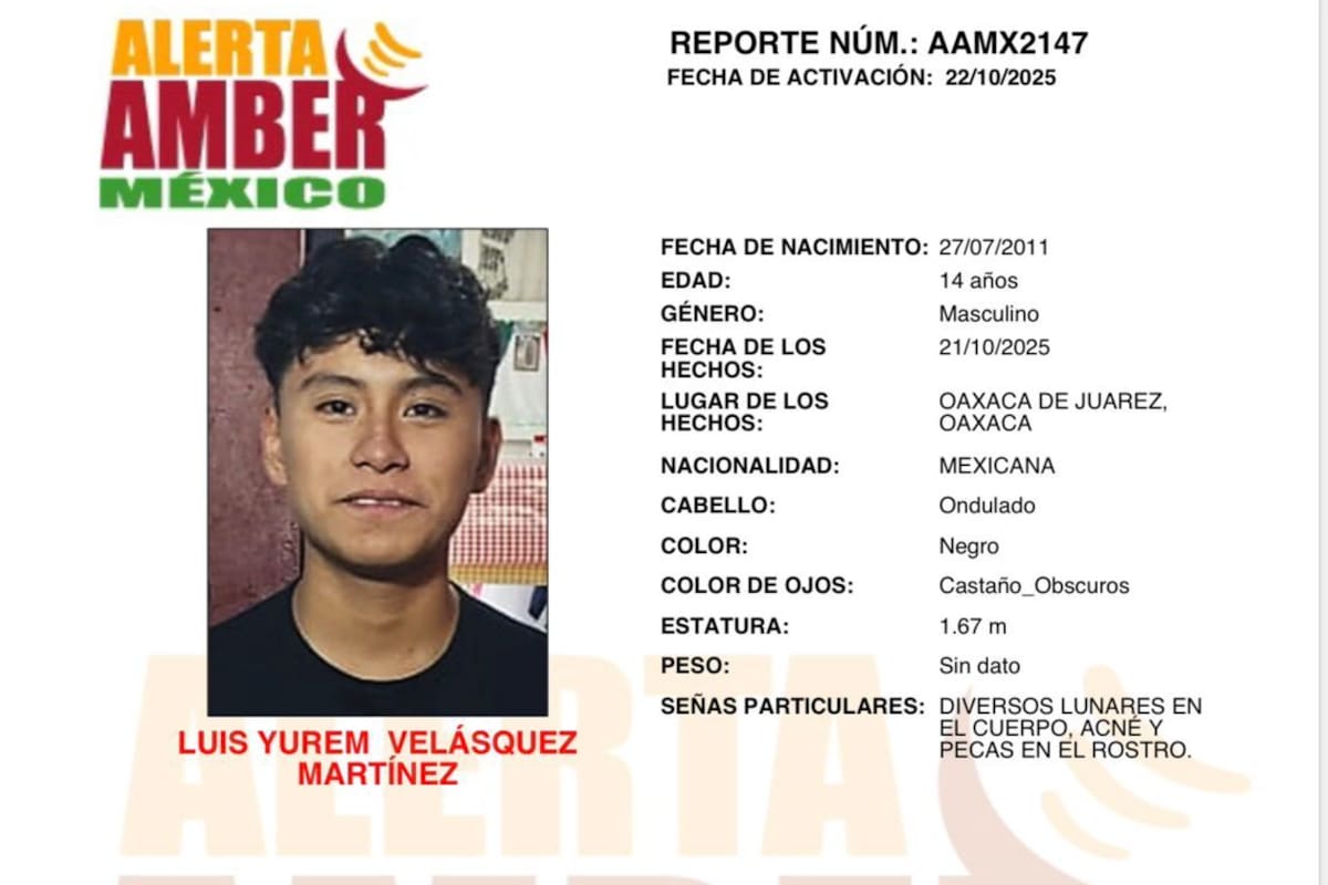 Activan Alerta por Luis Yurem Velásquez Martínez de 14 años