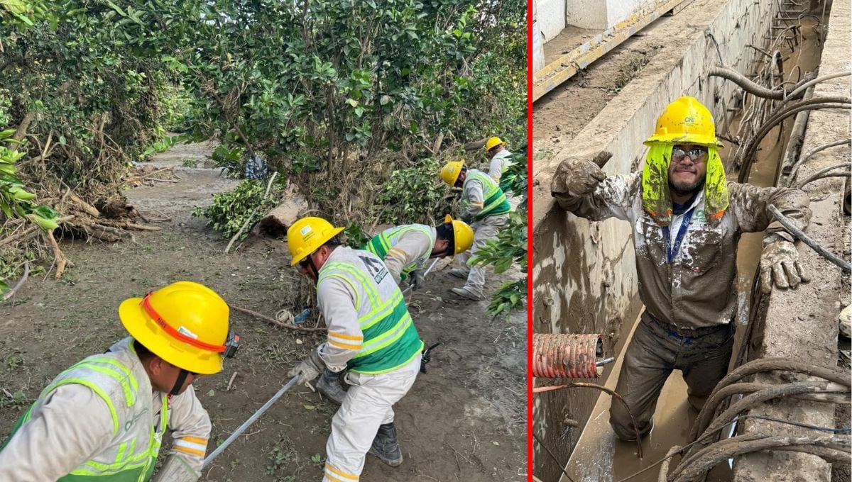 CFE mantiene trabajos continuos día y noche ante afectaciones por lluvias en México.
