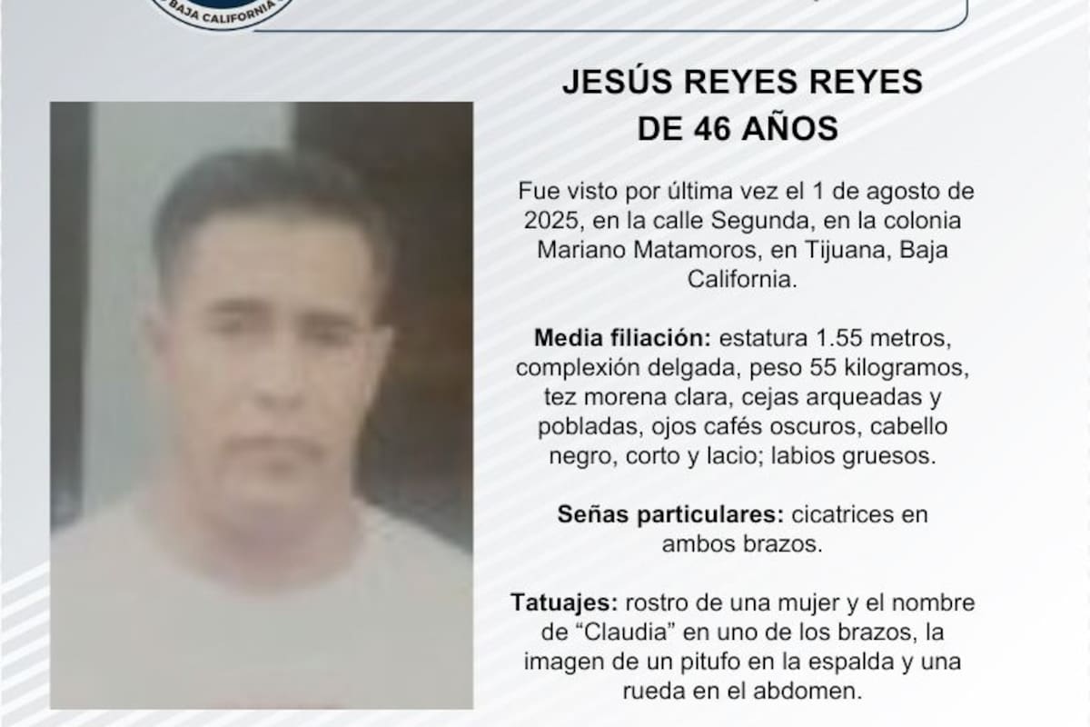 Se busca a Jesús Reyes Reyes de 46 años