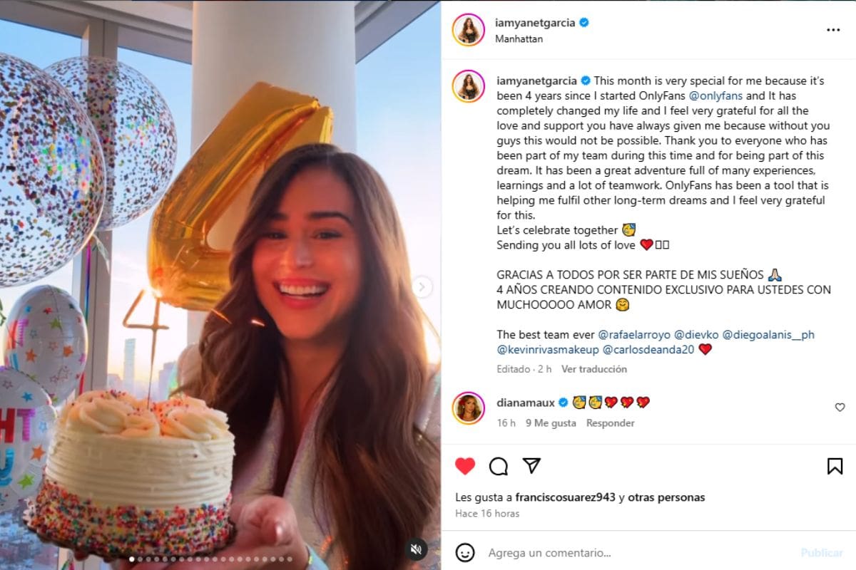La famosa cumplió cuatro años en Only Fans.