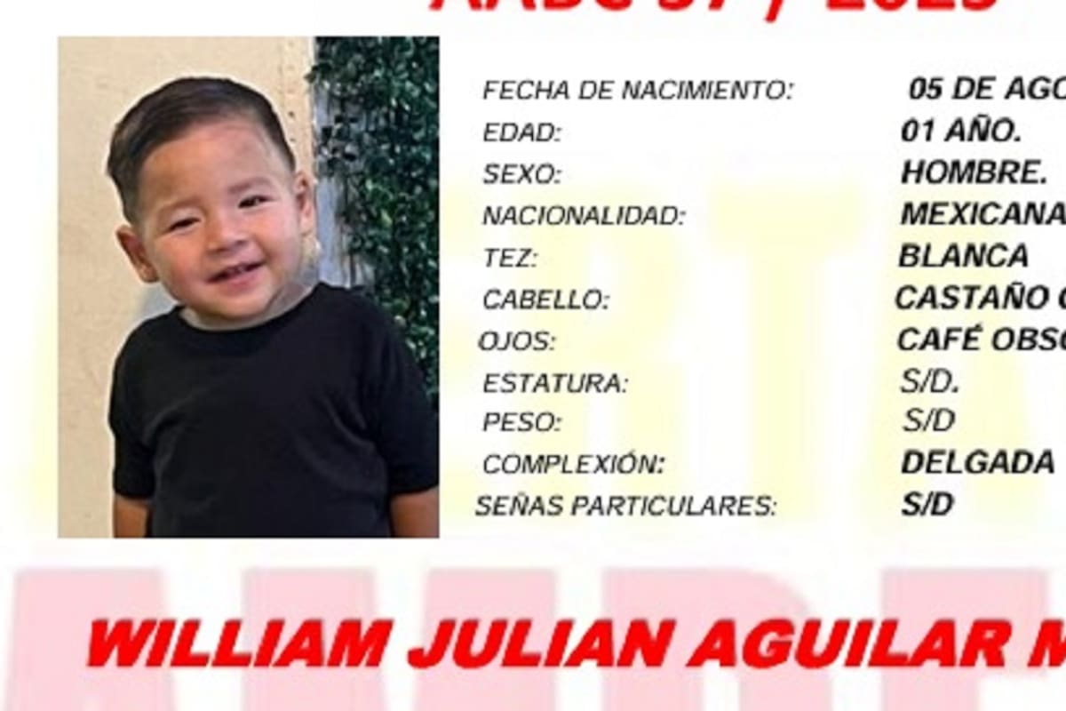 Activan alerta Amber para localizar a William Julián Aguilar Martínez de 1 año de edad