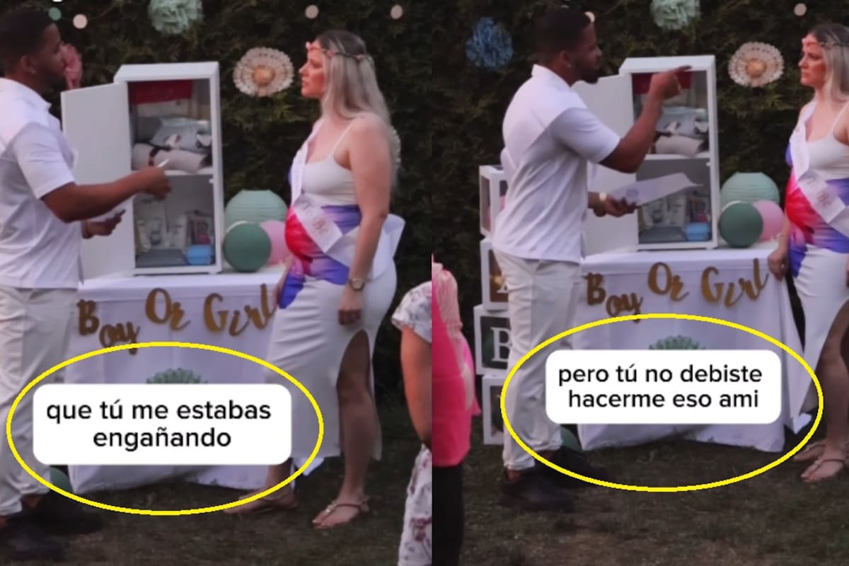 Hombre exhibe infidelidad de su pareja en plena revelación de género y sorprende a todos