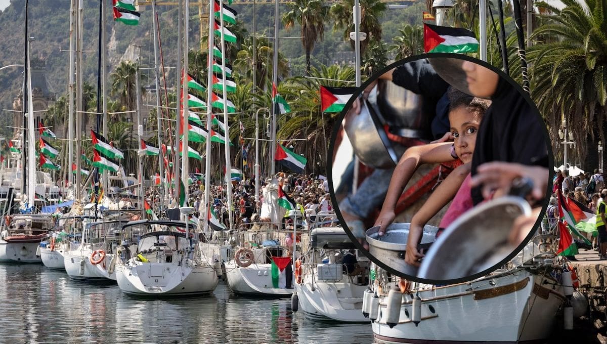 La Global Sumud Flotilla, integrada por 37 embarcaciones y 400 activistas de 44 países, partió de Barcelona con rumbo a Gaza.
