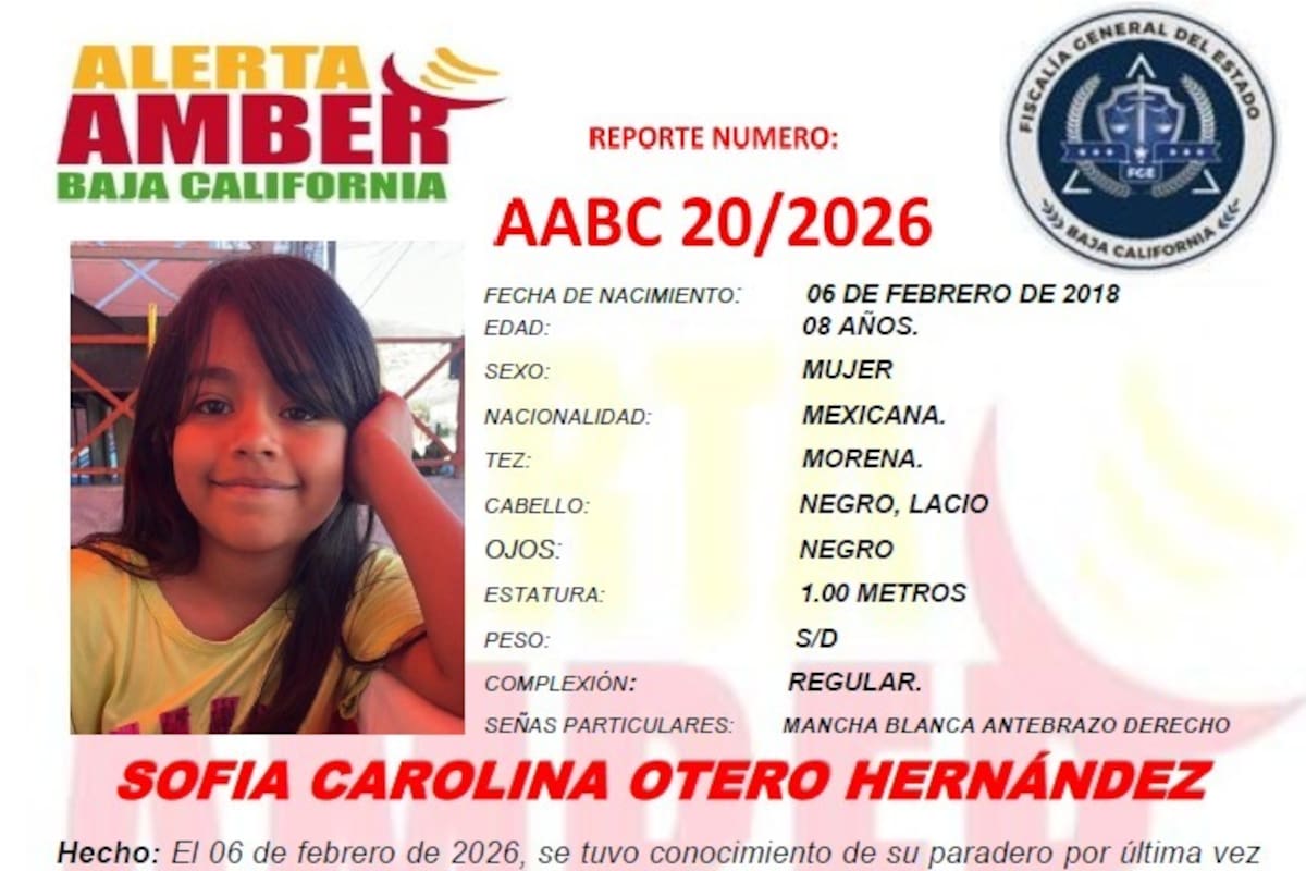 Activan Alerta Amber por Sofía Carolina Otero Hernández de 8 años