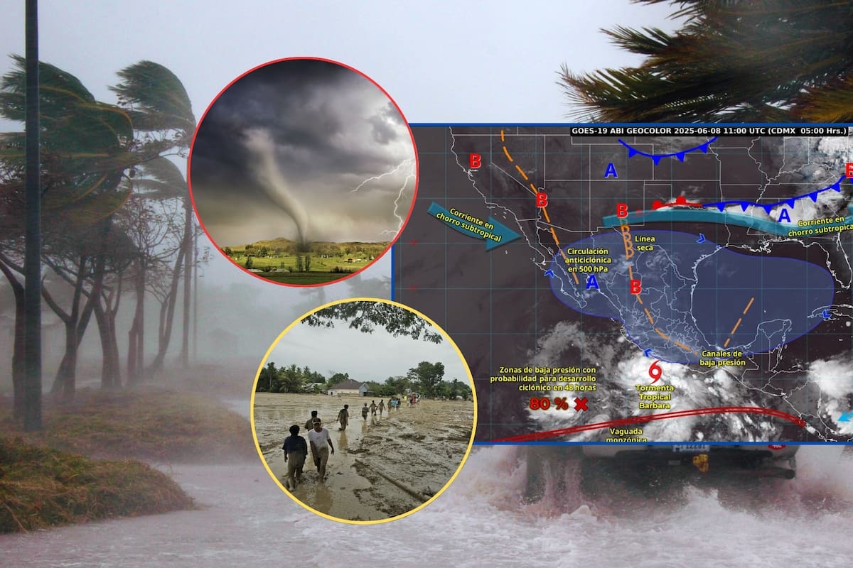 SMN advierte que la tormenta tropical Bárbara azotará el país con lluvias intensas, oleaje elevado y fuertes vientos, especialmente en estos estados de México
