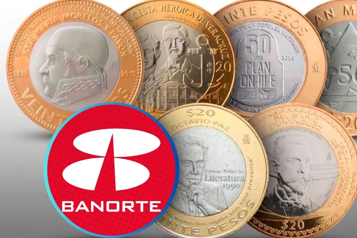 ¿Cuánto paga Banorte por las monedas conmemorativas de 20 pesos?