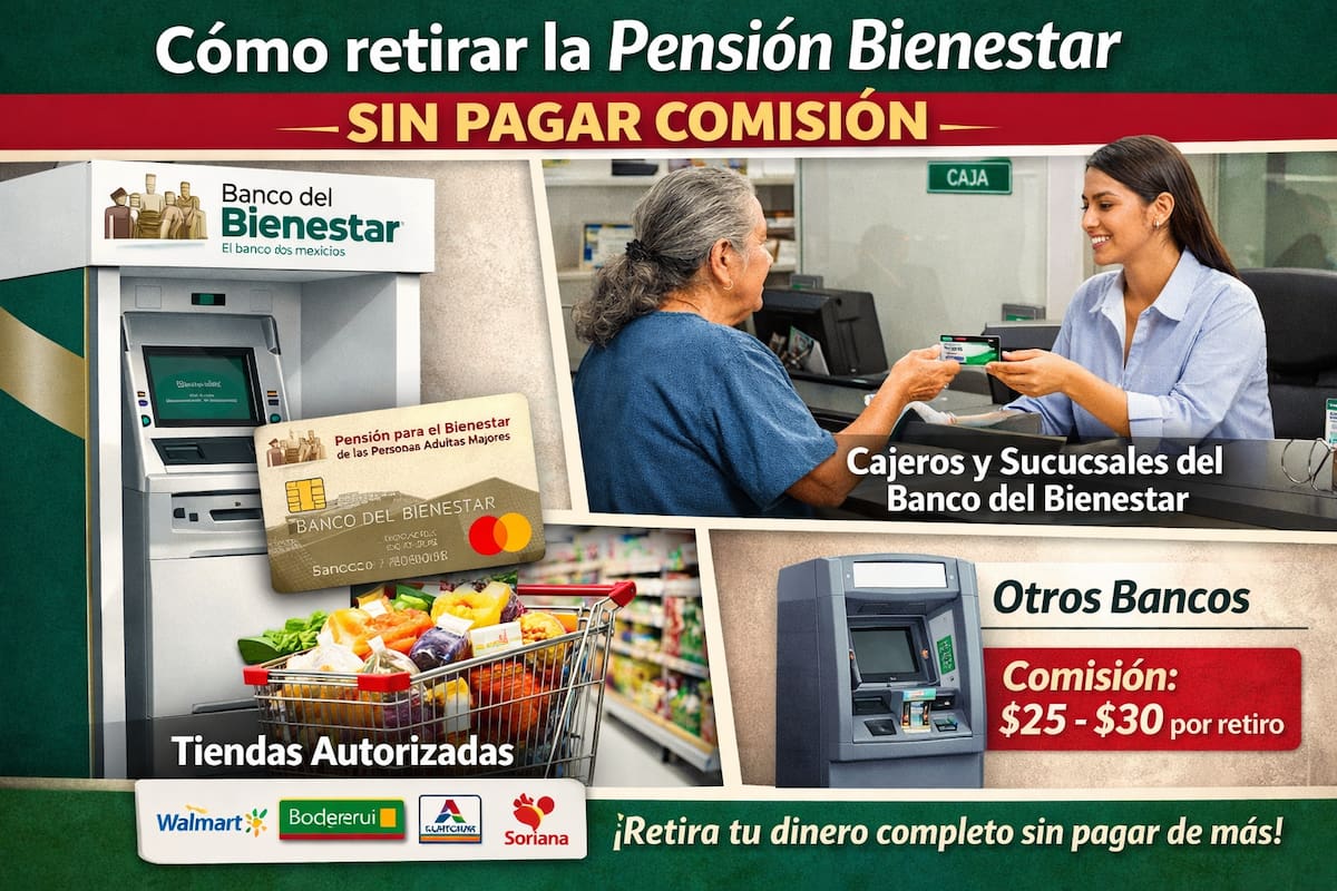 Cómo retirar la Pensión Bienestar sin pagar comisión: Cajeros, sucursales y comercios donde puedes cobrar tu apoyo completo