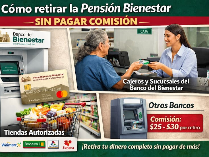 Cómo retirar la Pensión Bienestar sin pagar comisión: Cajeros, sucursales y comercios donde puedes cobrar tu apoyo completo