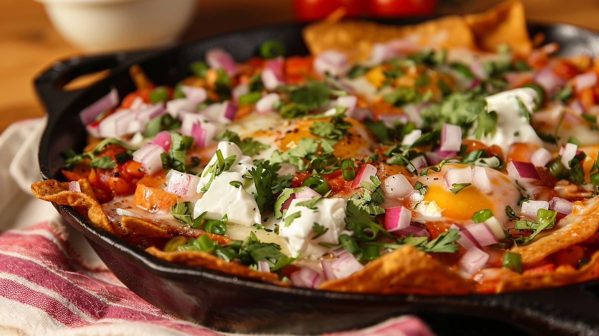Chilaquiles: Un delicioso platillo mexicano que ha sido clasificado como el cuarto mejor desayuno del mundo por Taste Atlas en su lista de 2024.