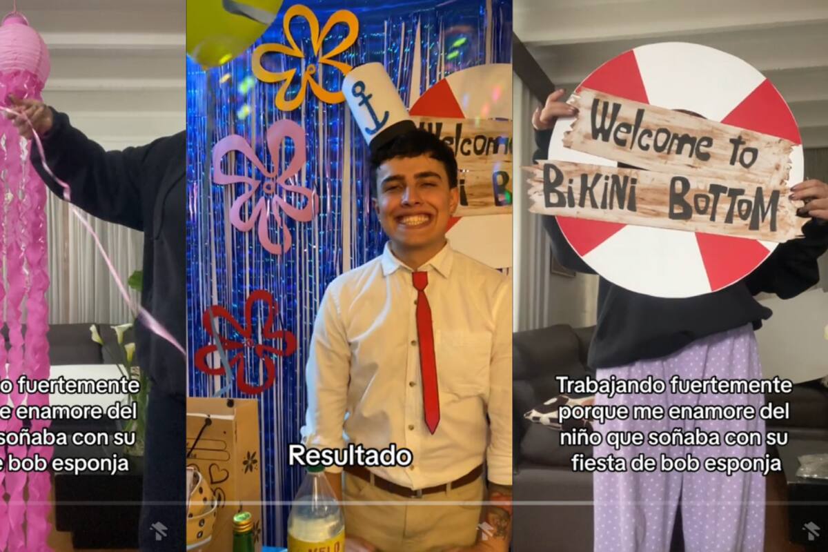 Joven le cumple el sueño de toda la vida a su novio: le prepara una fiesta de cumpleaños de Bob Esponja