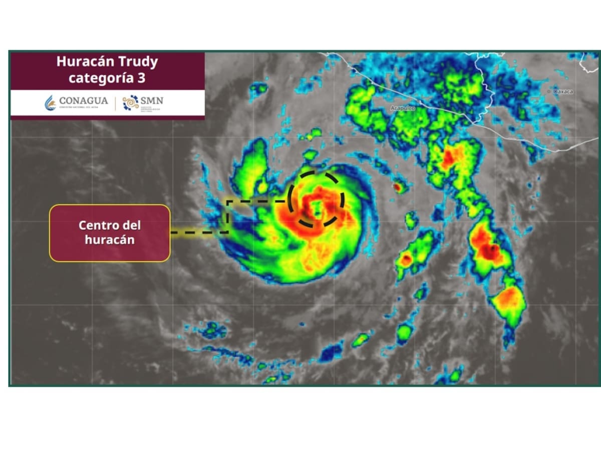 Ubicación del Huracán Trudy, categoría 3. | Crédito: SMN