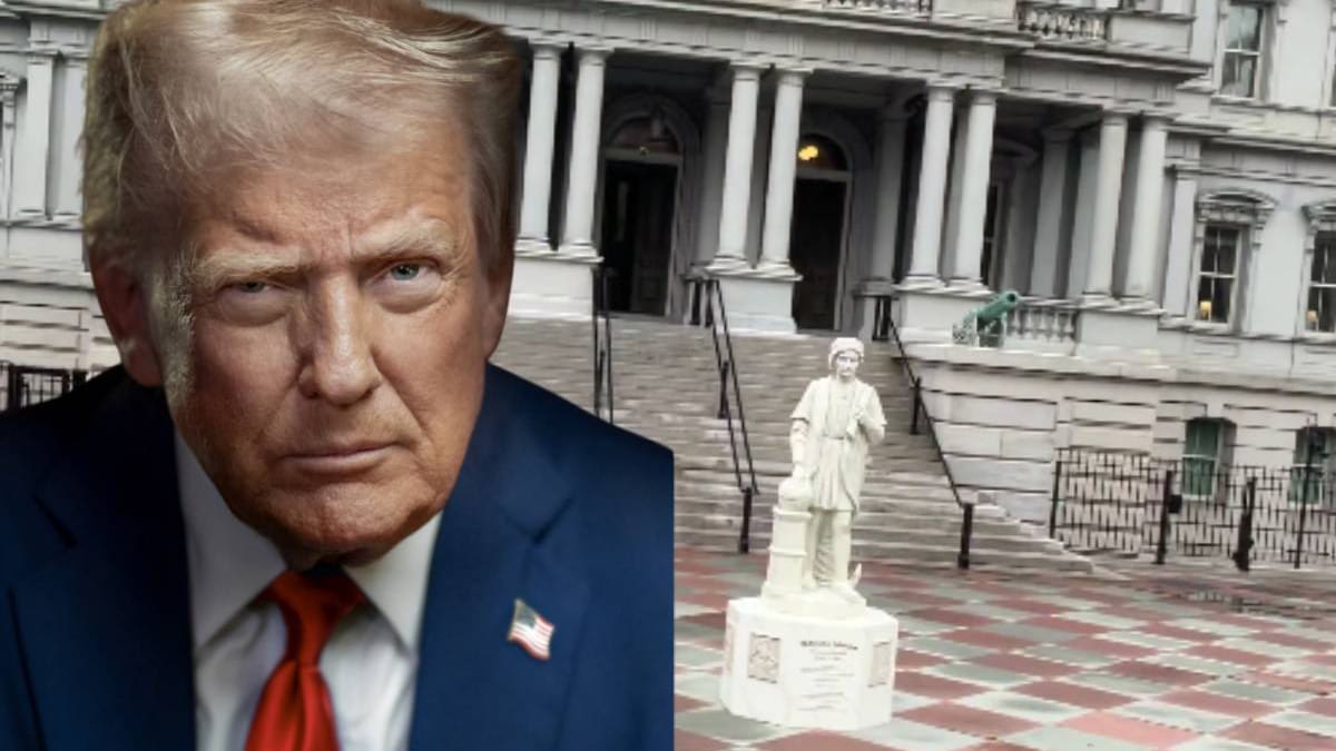 ¿Por qué Trump colocó la estatua de Cristóbal Colón cerca de la Casa Blanca? La estatua original fue derribada por manifestantes hace 6 años en Baltimore como forma de protesta por la muerte de George Floyd a manos de la policía