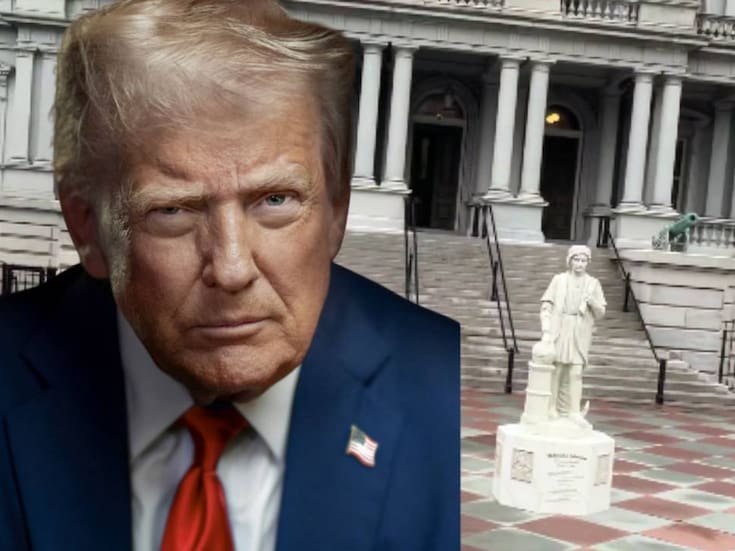 ¿Por qué Trump colocó la estatua de Cristóbal Colón cerca de la Casa Blanca? La estatua original fue derribada por manifestantes hace 6 años en Baltimore como forma de protesta por la muerte de George Floyd a manos de la policía