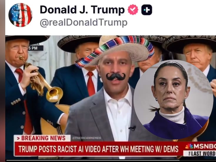 Trump ahora se hace mariachi con la IA y vuelve a vestir de “mexicano” al líder demócrata pese a molestia de Sheinbaum