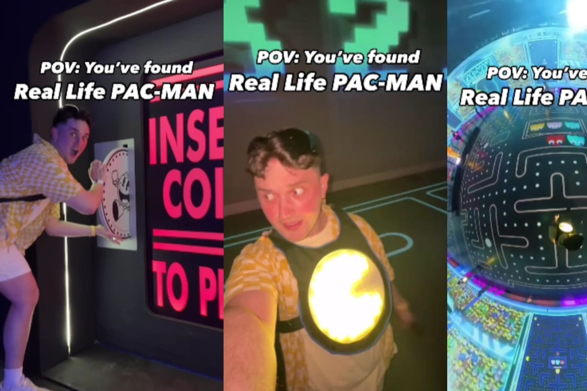 Sorpresa total: joven vive una experiencia de otro mundo en un Pac-Man de la vida real
