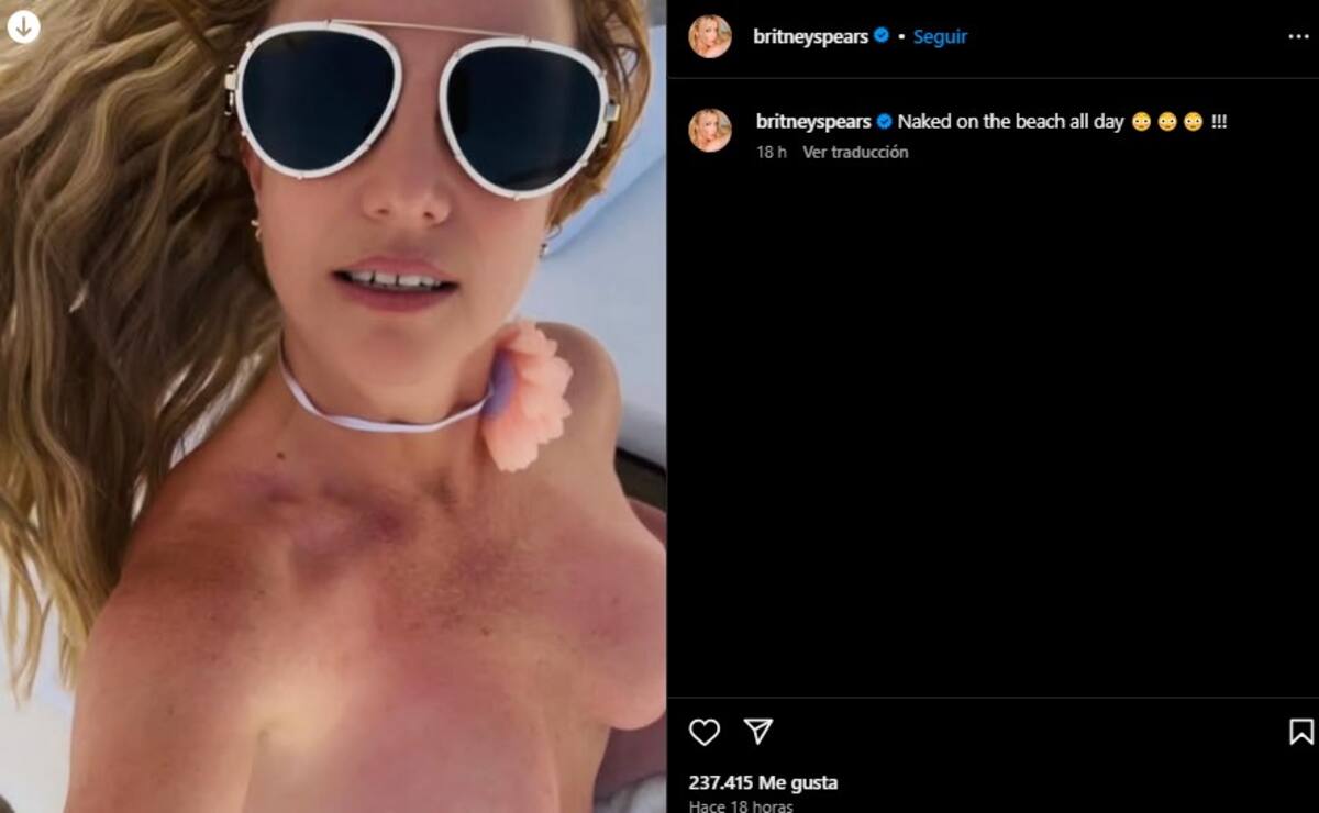 Britney Spears pasó el día desnuda en la playa / Instagram @britneyspears