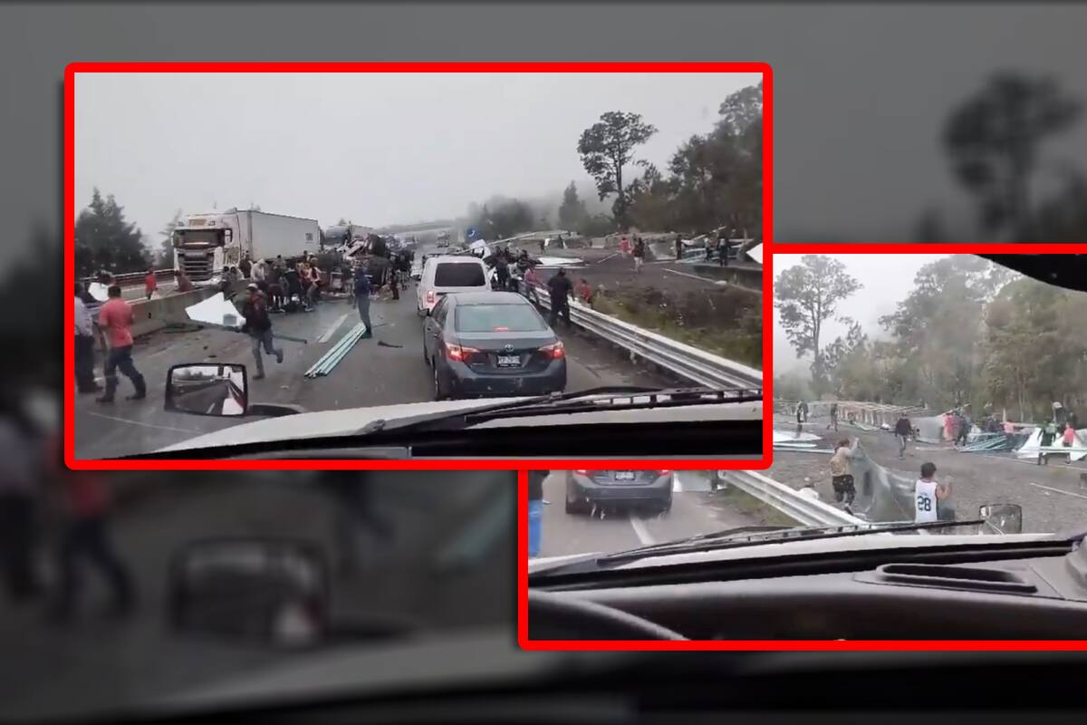 Vuelca trailer cargado con metal dejando dos muertos en Veracruz; la rapiña no se hizo esperar
