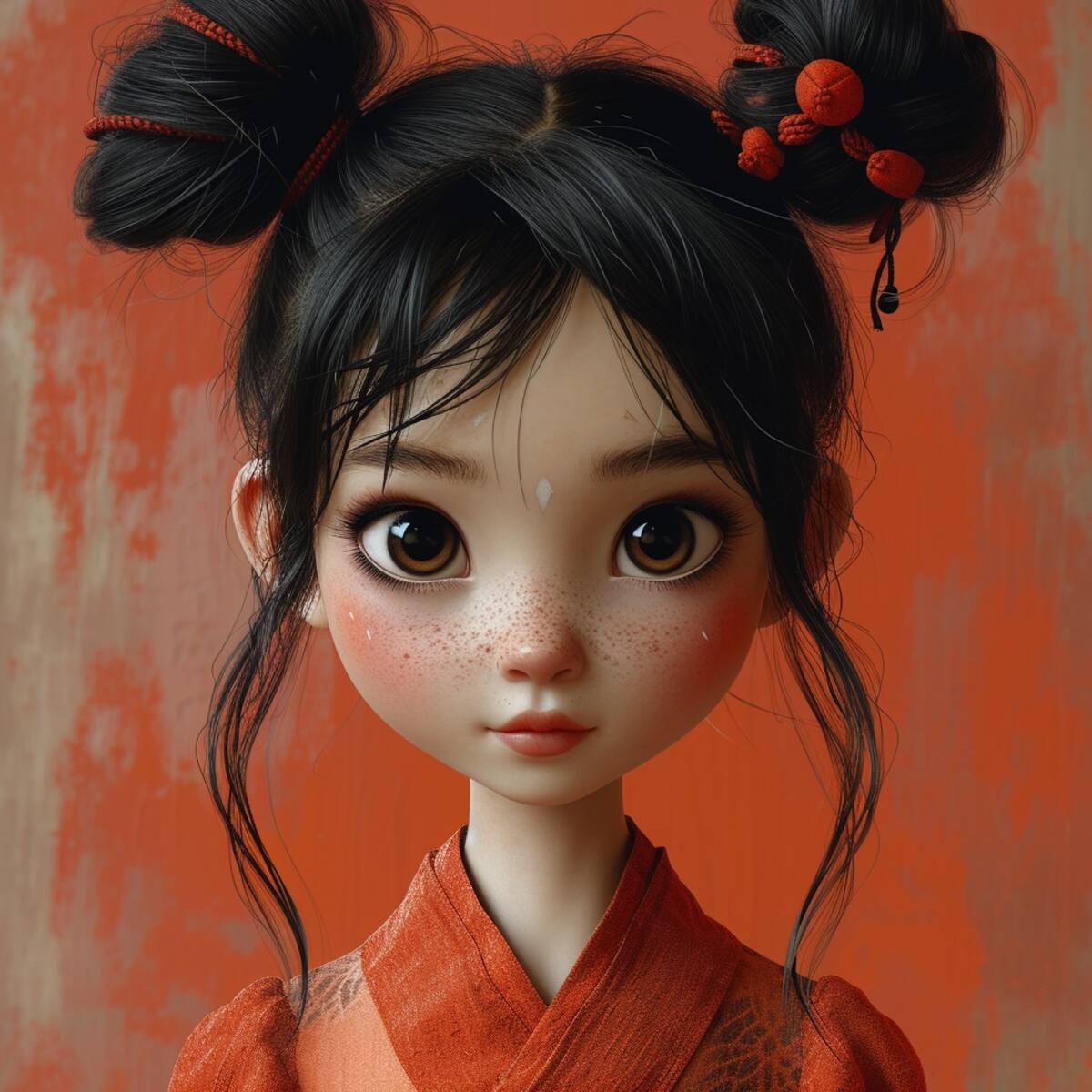 La inteligencia artificial imagina a Pucca con dos molotes y una camisa roja. ¡Una representación visual que captura su esencia única!