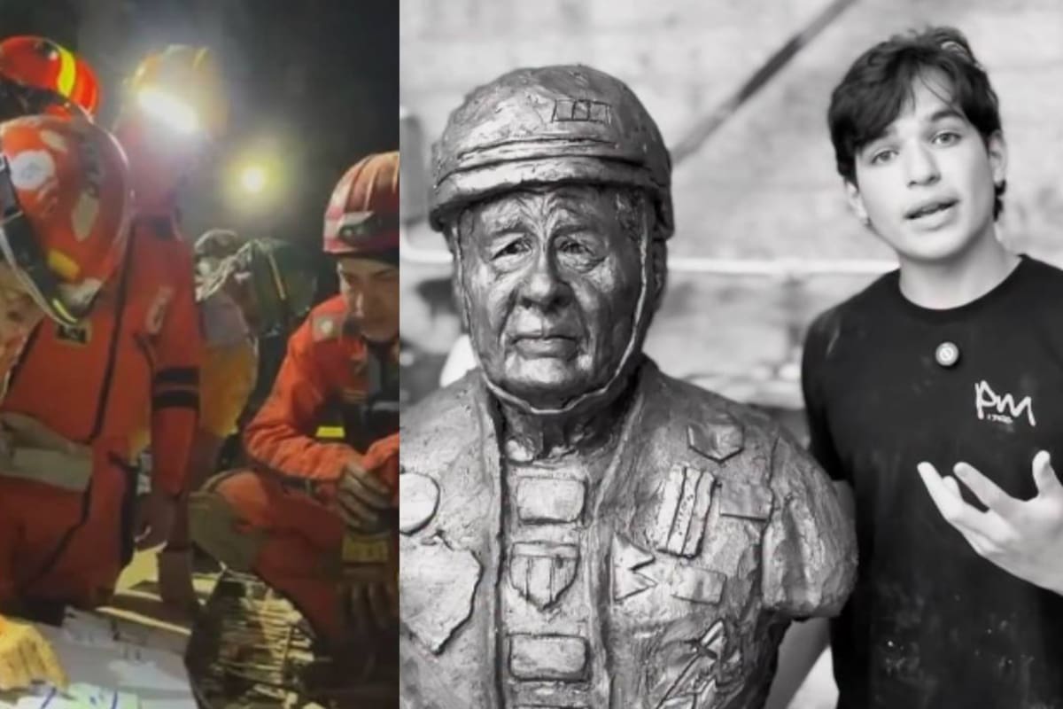 Al “Topo mayor”, Héctor Méndez, un reconocido joven escultor venezolano le realiza una escultura como agradecimiento a la labor que hacen los topos mexicanos en Venezuela tras terremotos