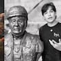 Al “Topo mayor”, Héctor Méndez, un reconocido joven escultor venezolano le realiza una escultura como agradecimiento a la labor que hacen los topos mexicanos en Venezuela tras terremotos