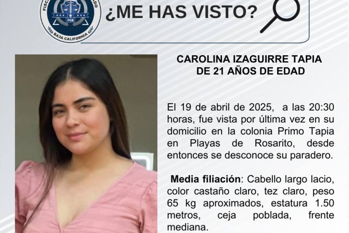 Se busca a Carolina Izaguirre Tapia de 21 años de edad