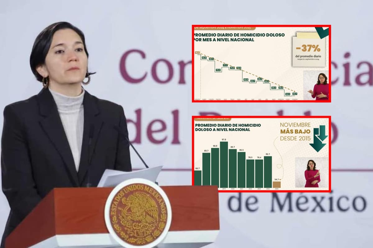 Homicidio doloso baja 37% en 14 meses y noviembre de 2025 registra el nivel más bajo desde 2015