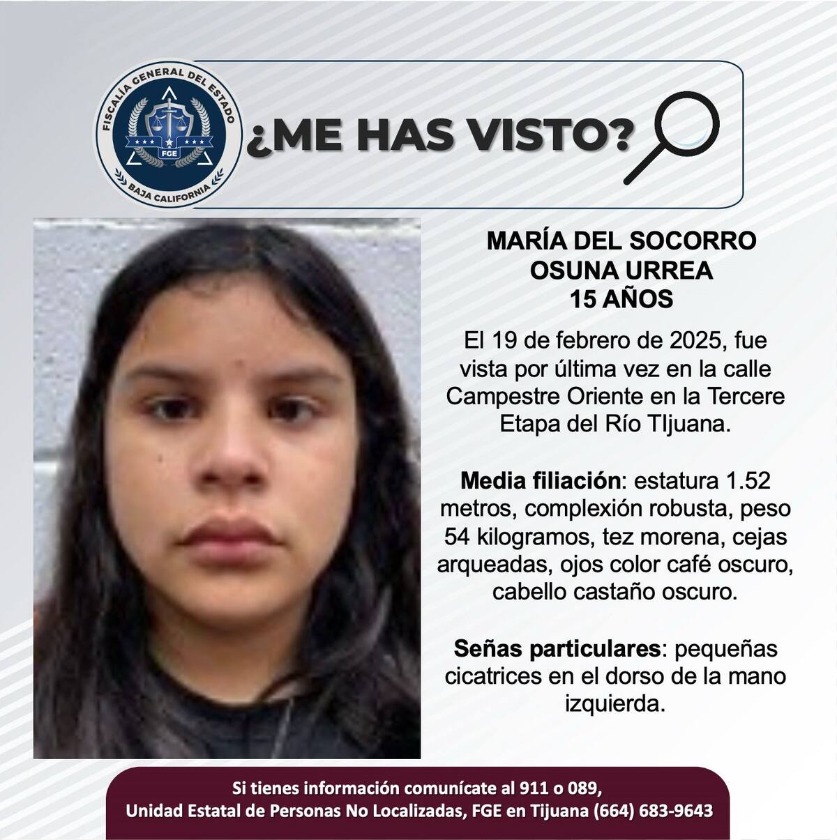 María del Socorro Osuna Urrea fue vista por última vez el 19 de febrero de 2025.