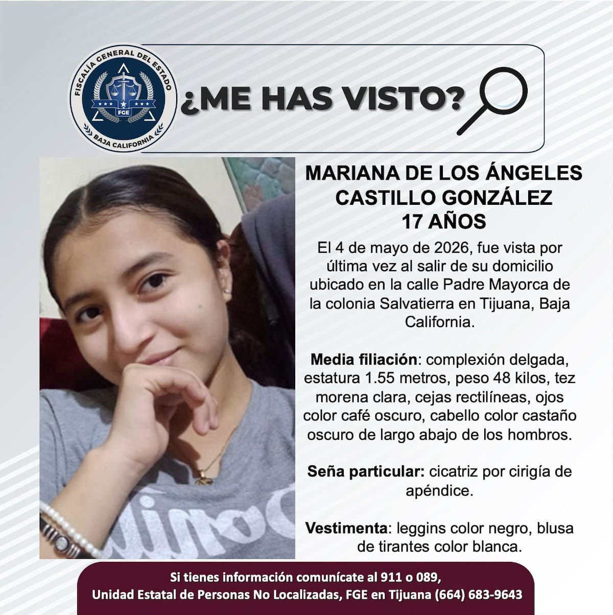 Fue visto por última vez el 4 de mayo de 2026.
