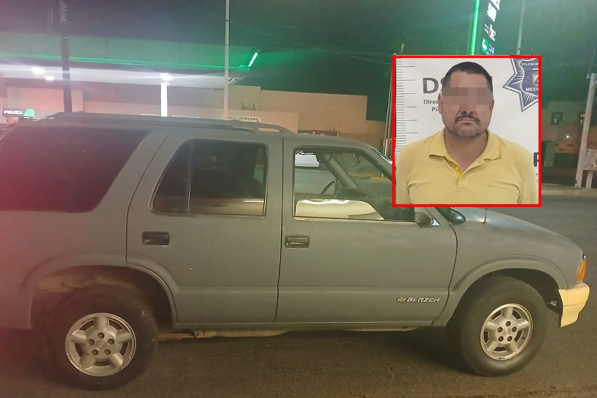 Ignora semáforo y lo atrapan en camioneta robada