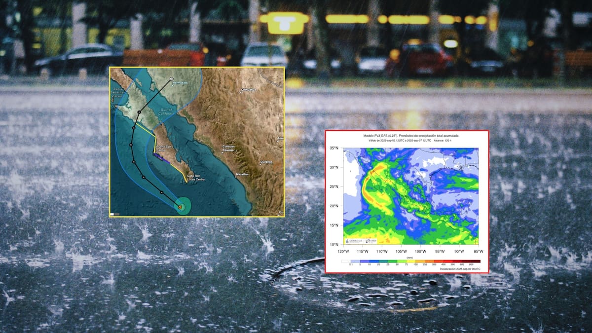 El Servicio Meteorológico Nacional (SMN) informó que la circulación del huracán Lorena, junto con el monzón mexicano y una vaguada en altura, provocarán este miércoles lluvias muy fuertes a intensas con descargas eléctricas en el noroeste y occidente del país. Foto: Especial