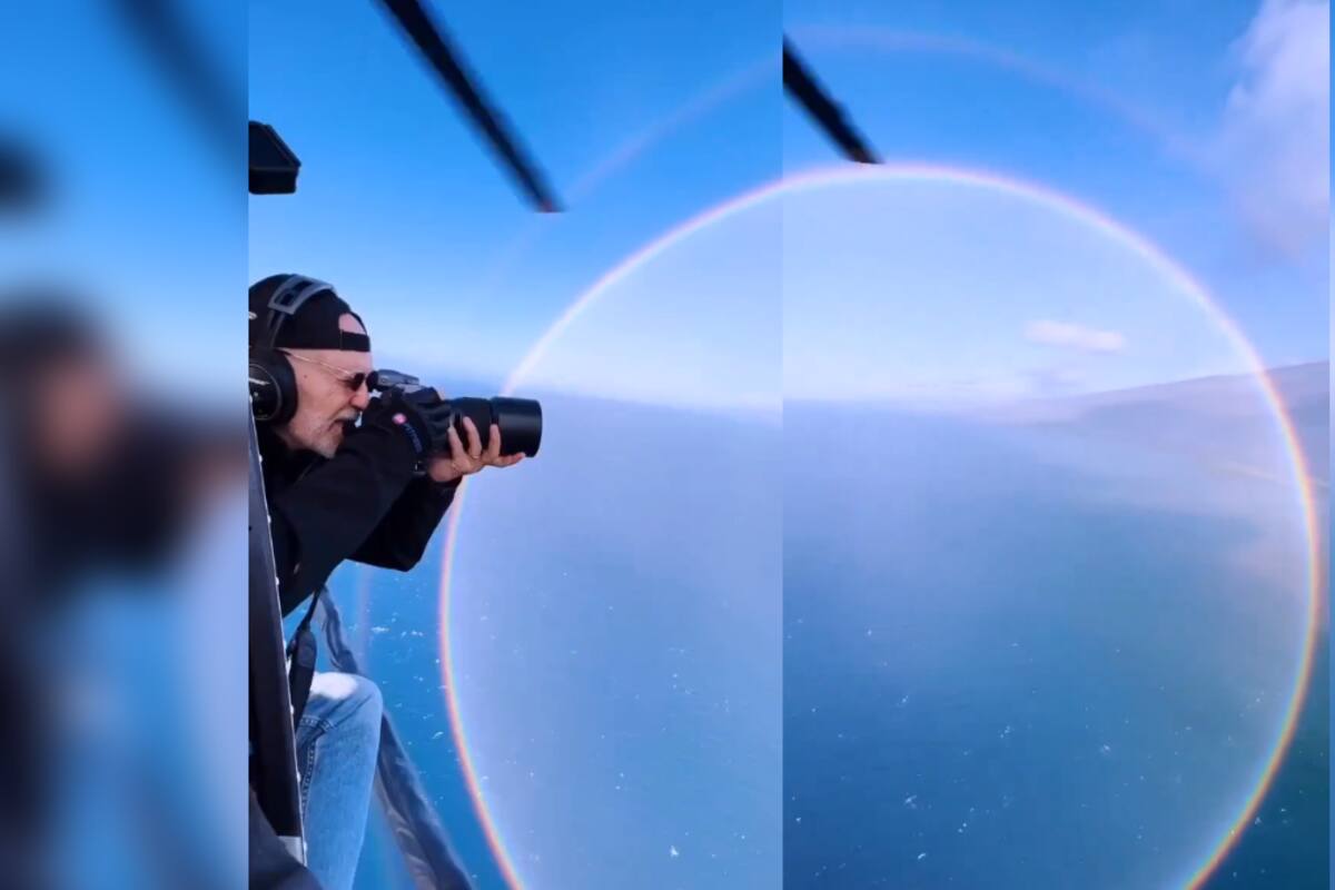 VIDEO: un grupo de personas logra filmar un arcoiris desde las alturas