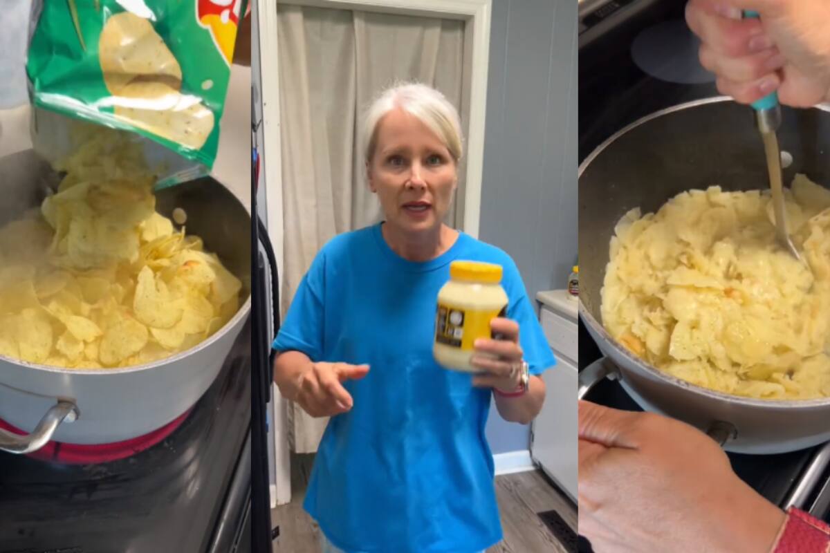 Mujer prepara un puré de papa a partir de una bolsa de papas fritas Lay’s (VIDEO)