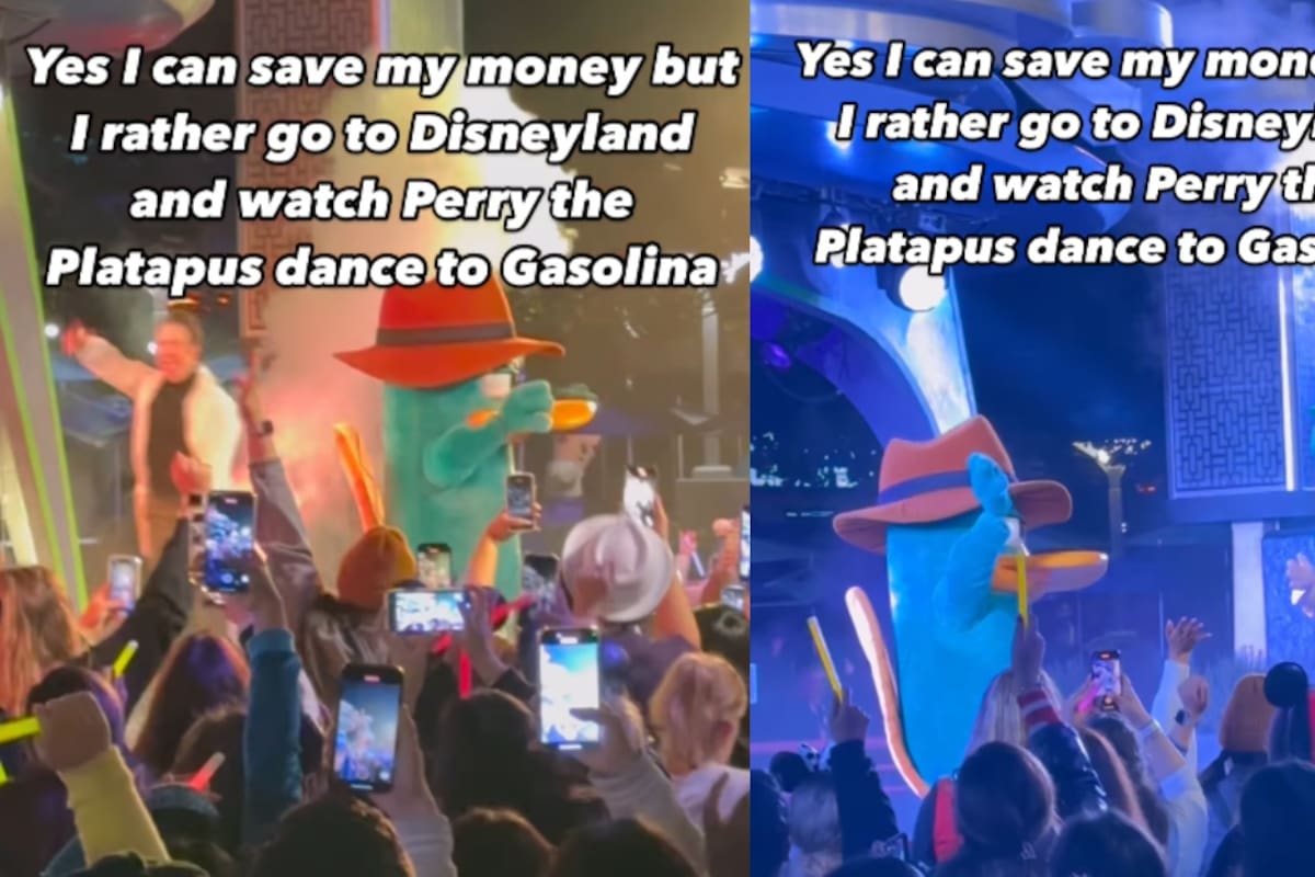 Perry el Ornitorrinco causa sensación bailando “La Gasolina” en Disneylandia al lado de Ferb