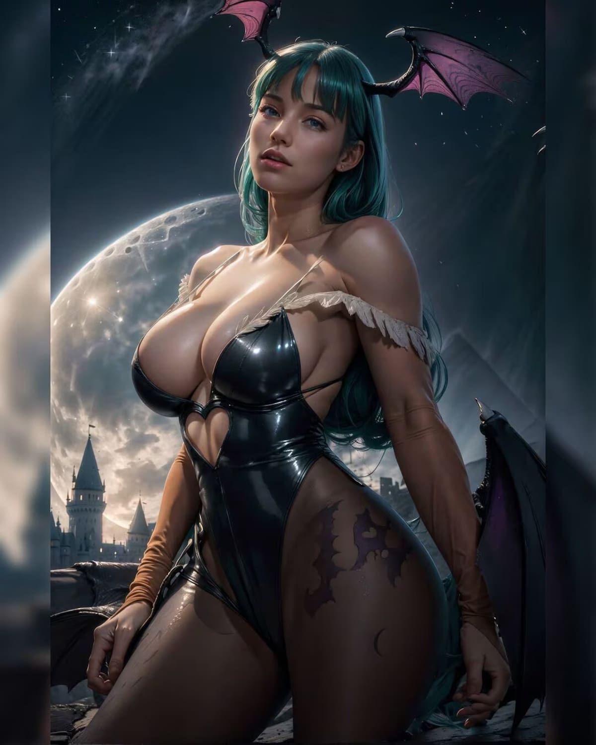 La representación realista de Morrigan Aensland fue creada por la cuenta de Instagram @Mysmartarts