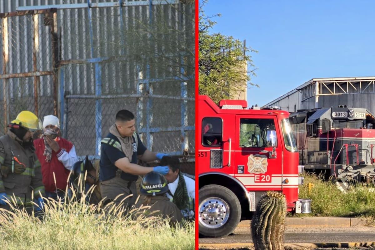 Choque de locomotoras en Parque Industrial de Hermosillo deja tres lesionados