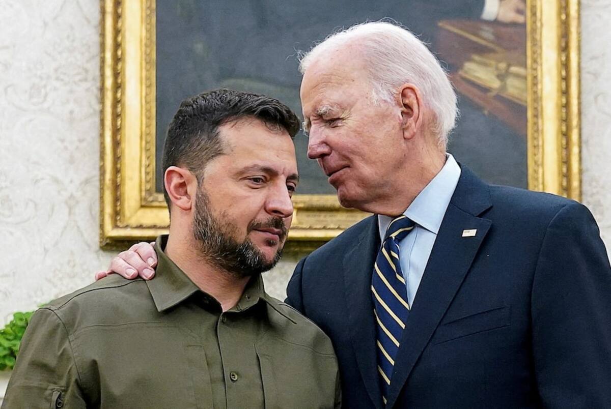 Vladímir Zelenski (presidente de Ucrania) y Joe Biden (presidente de EU). | Crédito: REUTERS