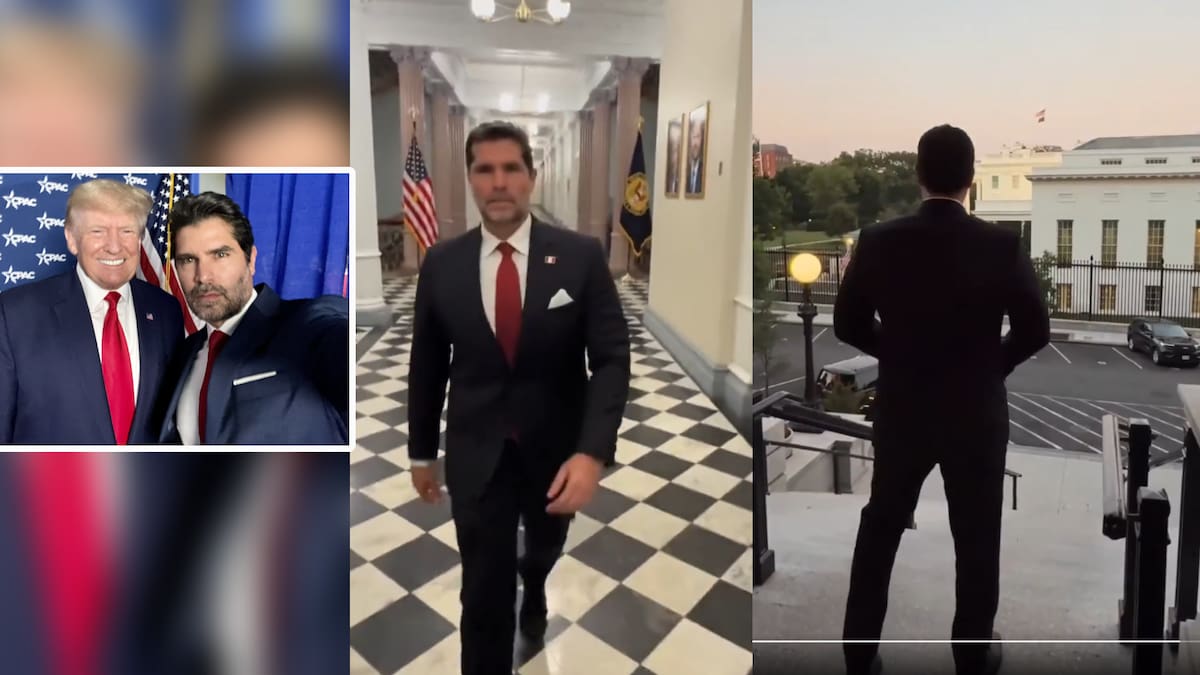 Eduardo Verástegui se grabó modelando por la Casa Blanca durante su visita a los Estados Unidos y las redes le responden con críticas y burlas. | Captura de video