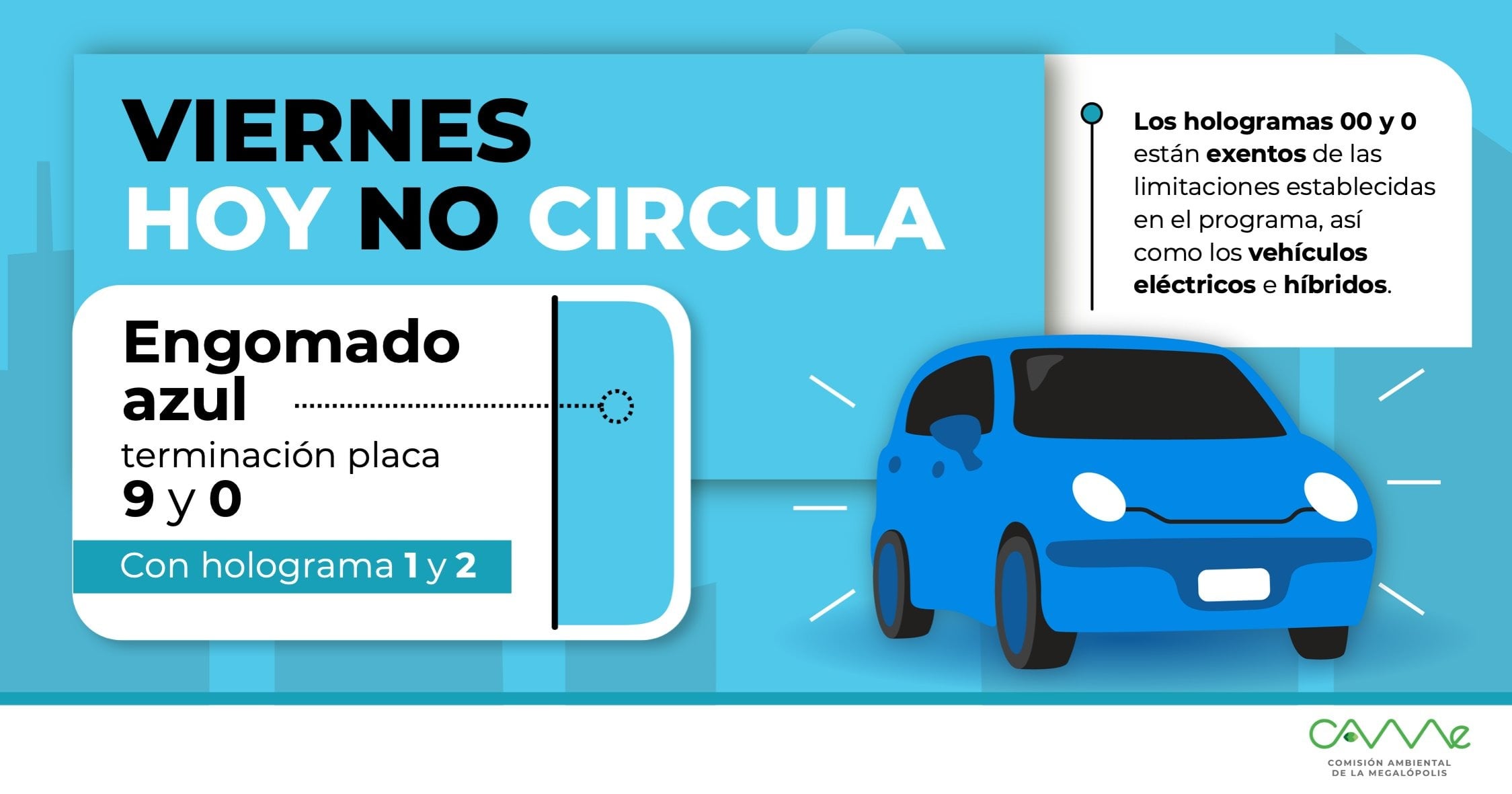 Hoy no circulan los autos con engomado azul y terminación de placa 9 y 0.