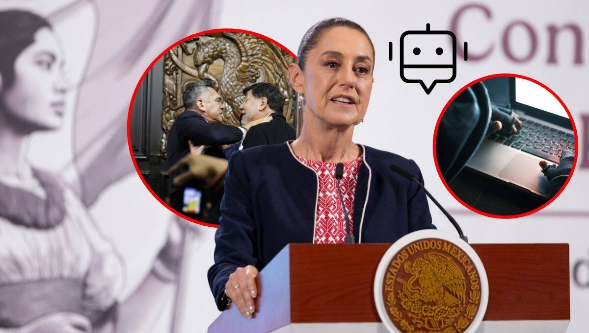 Conflicto físico entre Fernández Noroña y Alejandro Moreno desata debate político y críticas de Claudia Sheinbaum sobre manipulación digital.