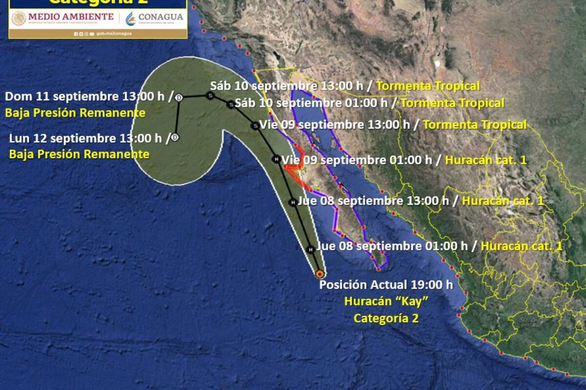 Huracán Kay y el monzón mexicano causarán lluvias torrenciales en estos estados