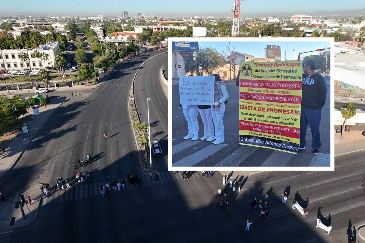 Toman trabajadores del Hospital General calles y avenidas del Centro de Hermosillo